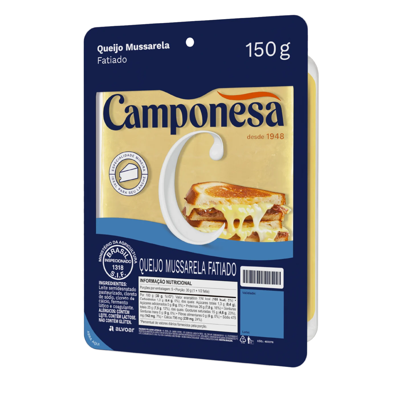 Imagem ilustração paraQueijoMussarelaFatiado150g-EAN7896259425410